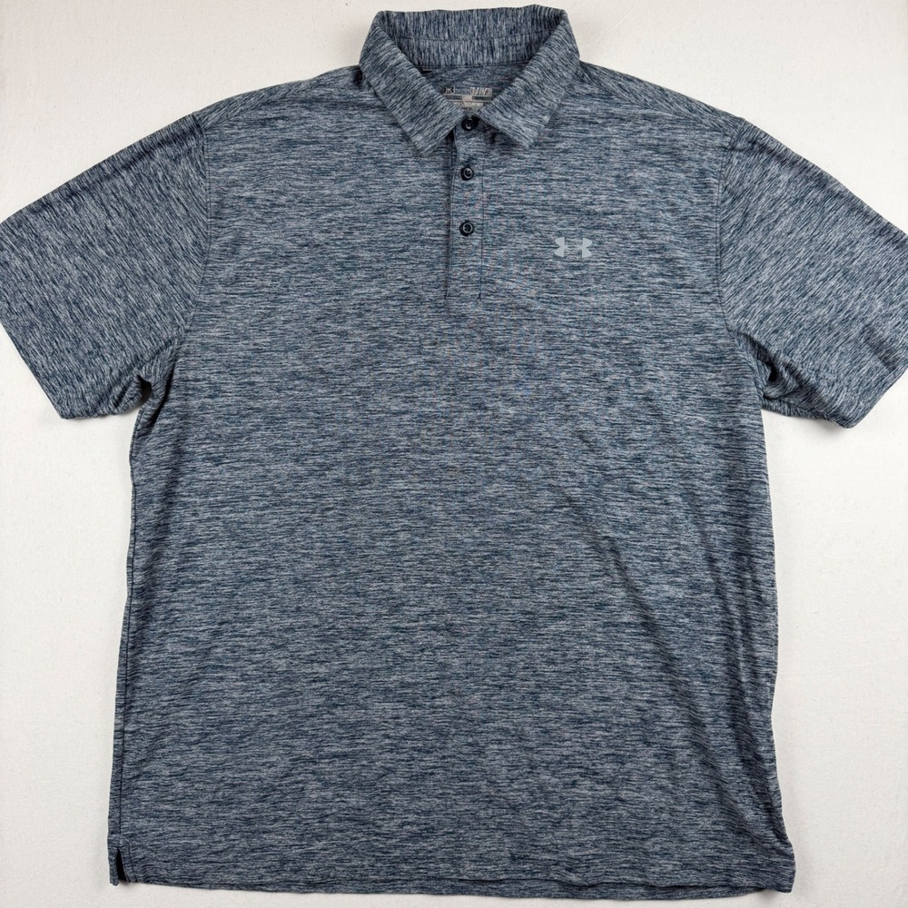 Under Armour Mens HeatGear Loose Fit Space Dye Polo Shirt Blue XL